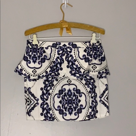 Xenia Boutique brocade Peplum Style Regal Print micro Mini skirt 12 - Picture 1 of 8